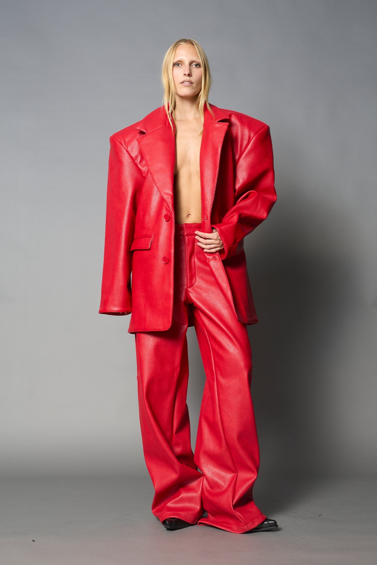 Leather Oversize Blazer — view 7