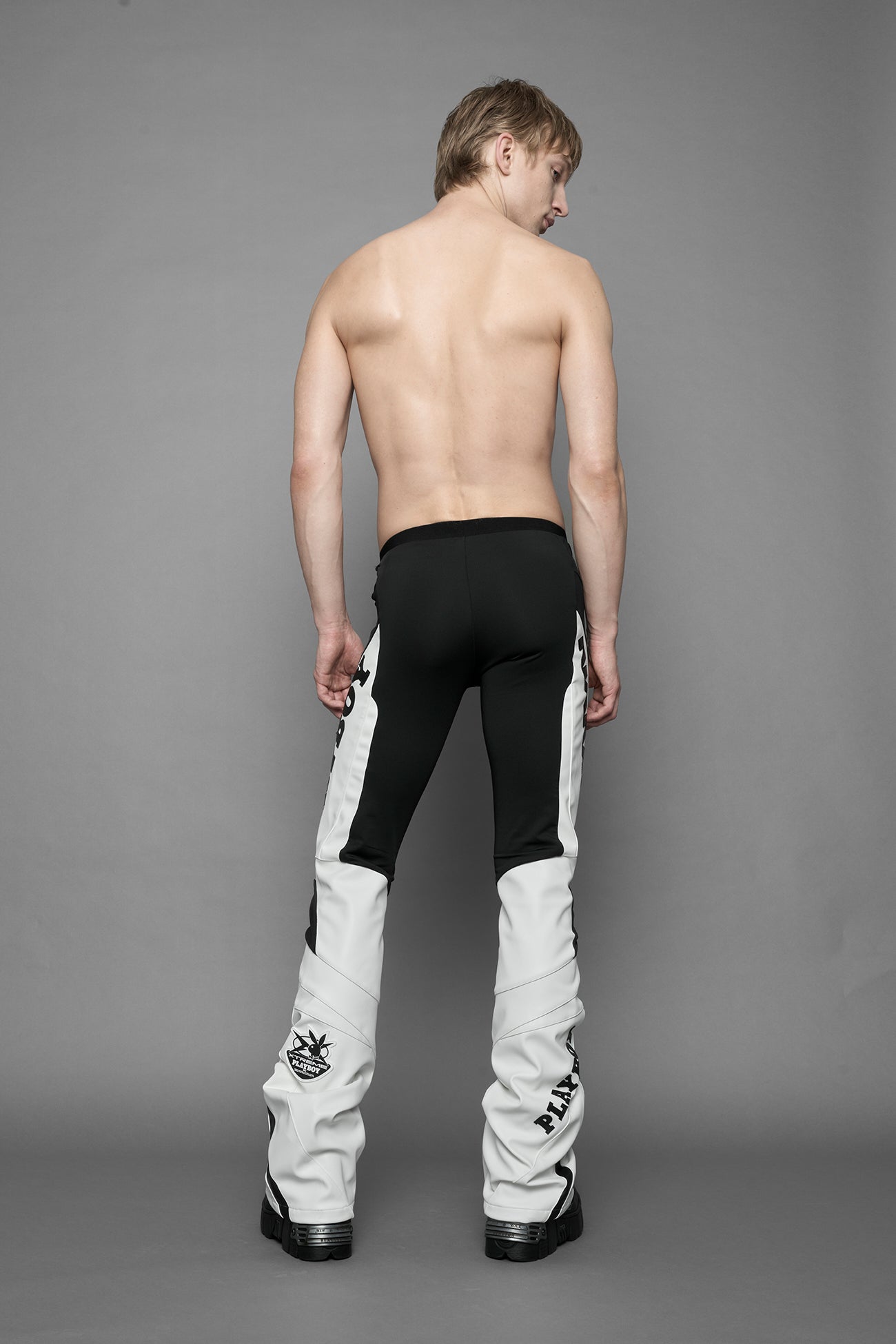 Playboy Moto Mesh Pants White Black — view 7