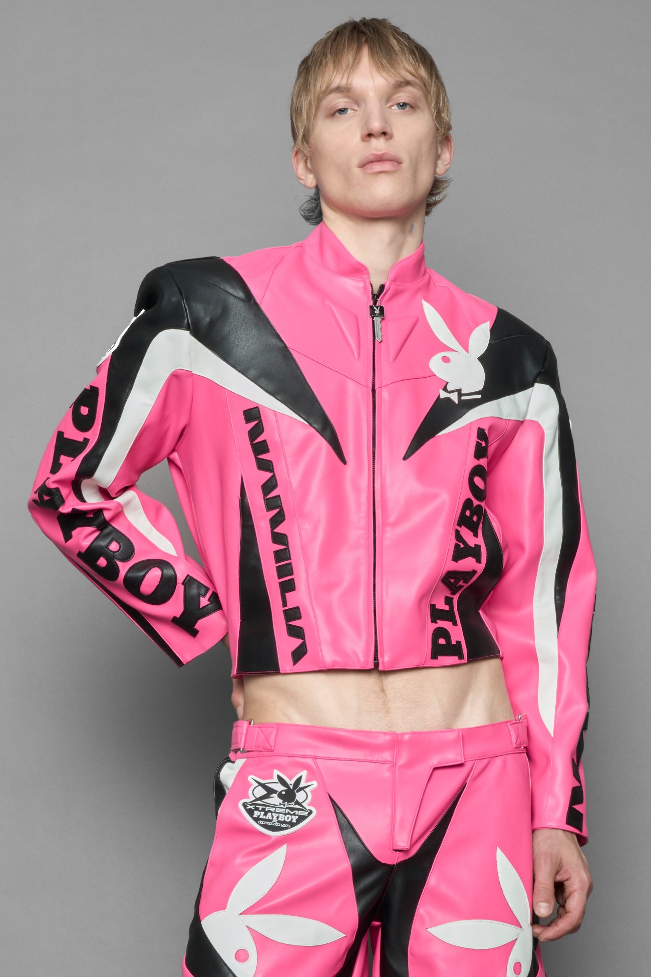 Playboy Moto Jacket Pink Black — view 9