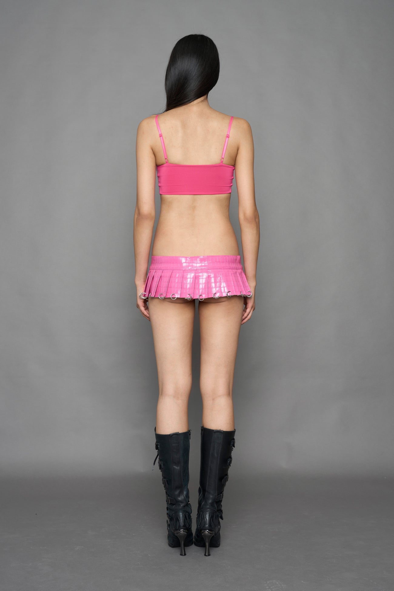 Pleated Mini Skirt With Rings — view 3