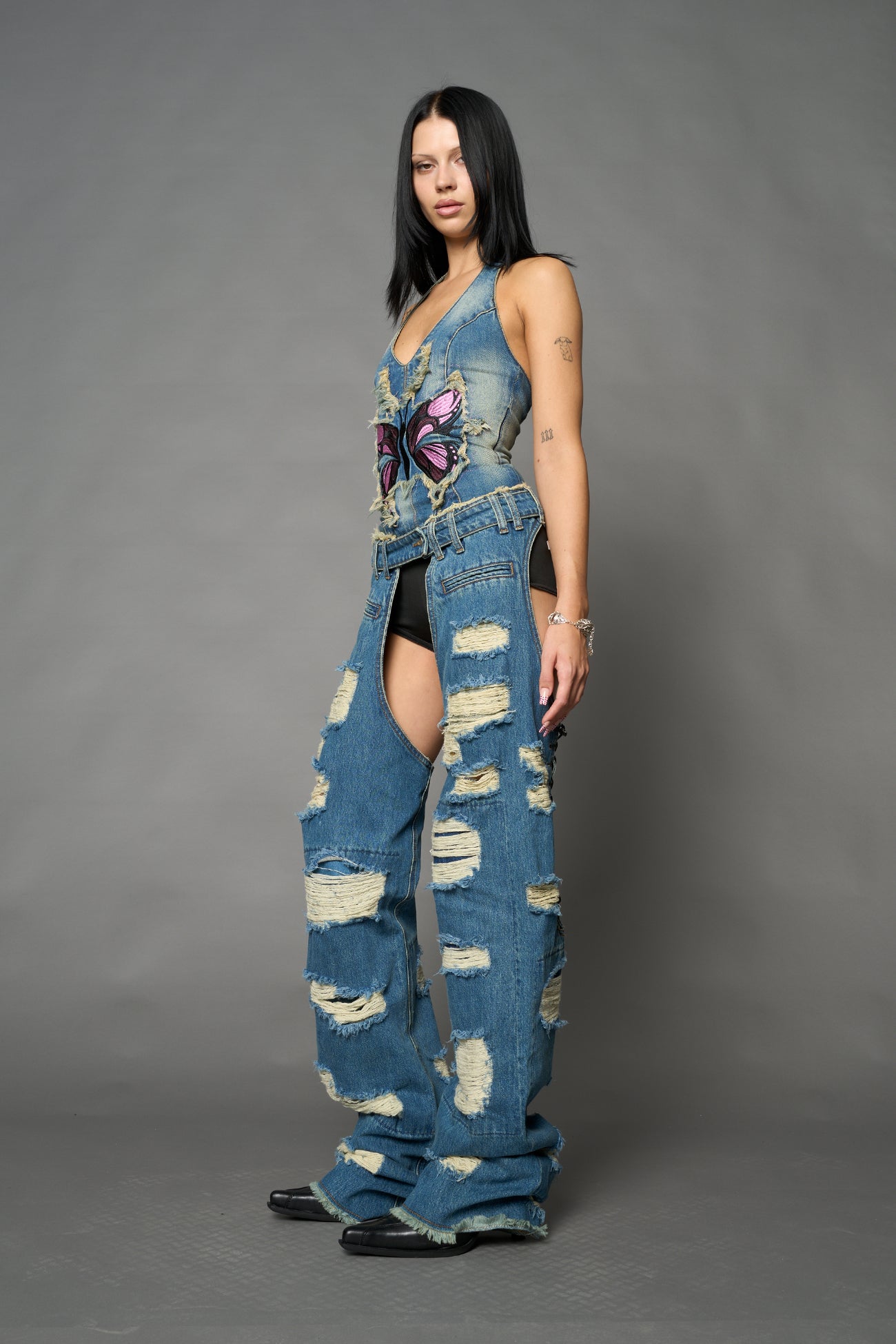 Denim Shredded Chaps — view 3