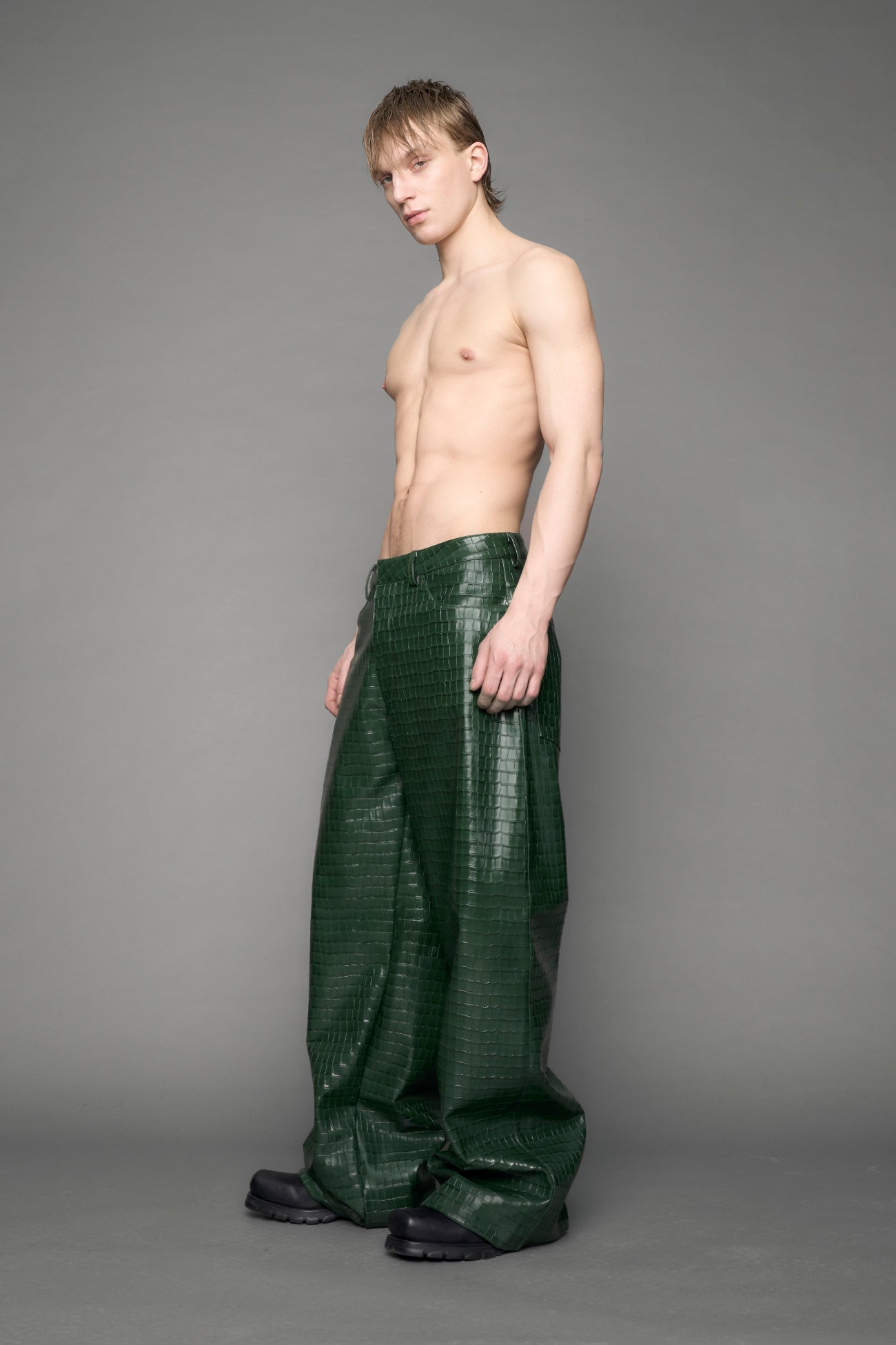 Leather Baggy Suiting Pants — view 10