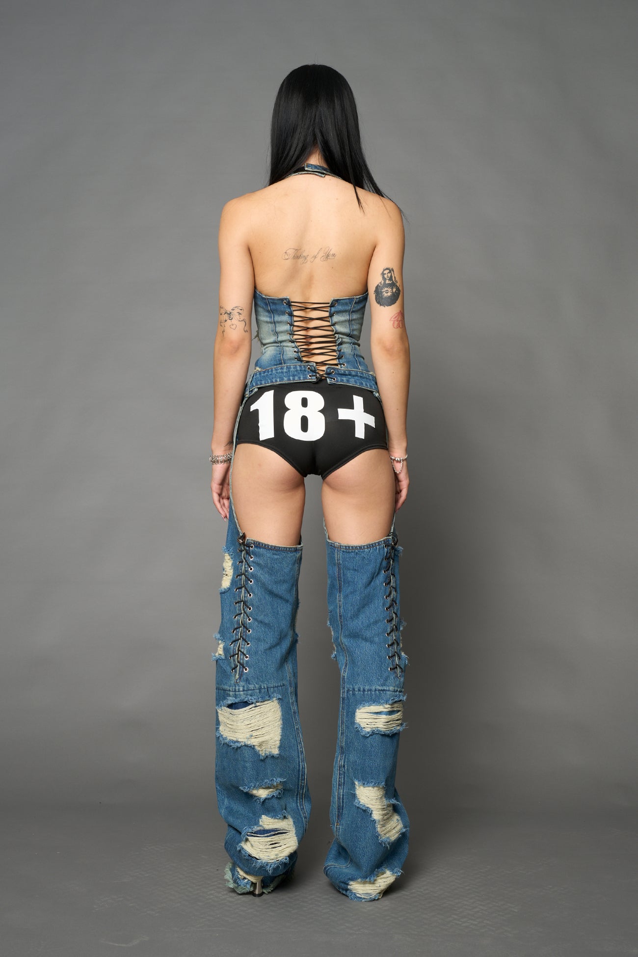 Denim Shredded Chaps — view 22