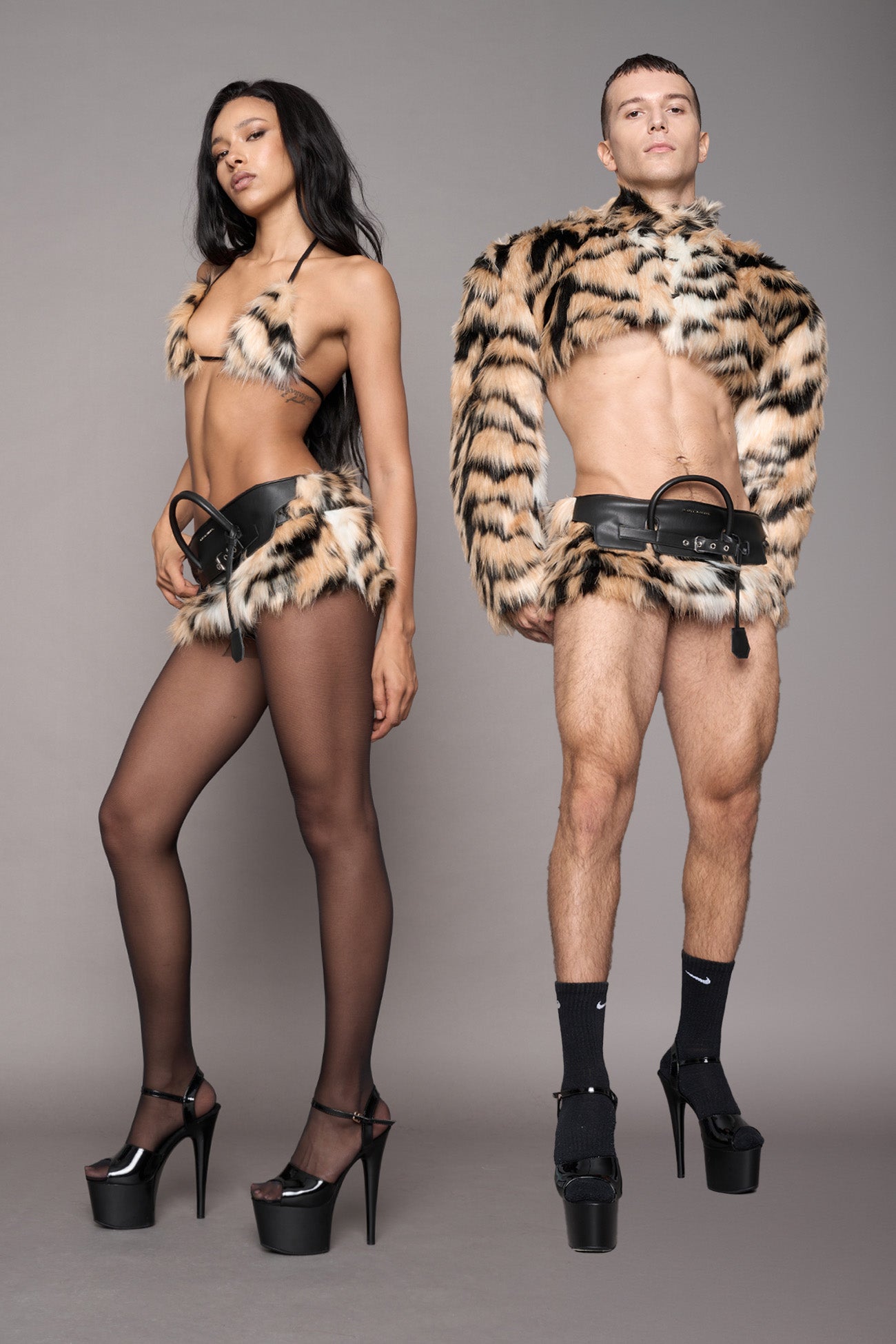 Heiress Handbag Faux Fur Mini Skirt Tiger — view 1