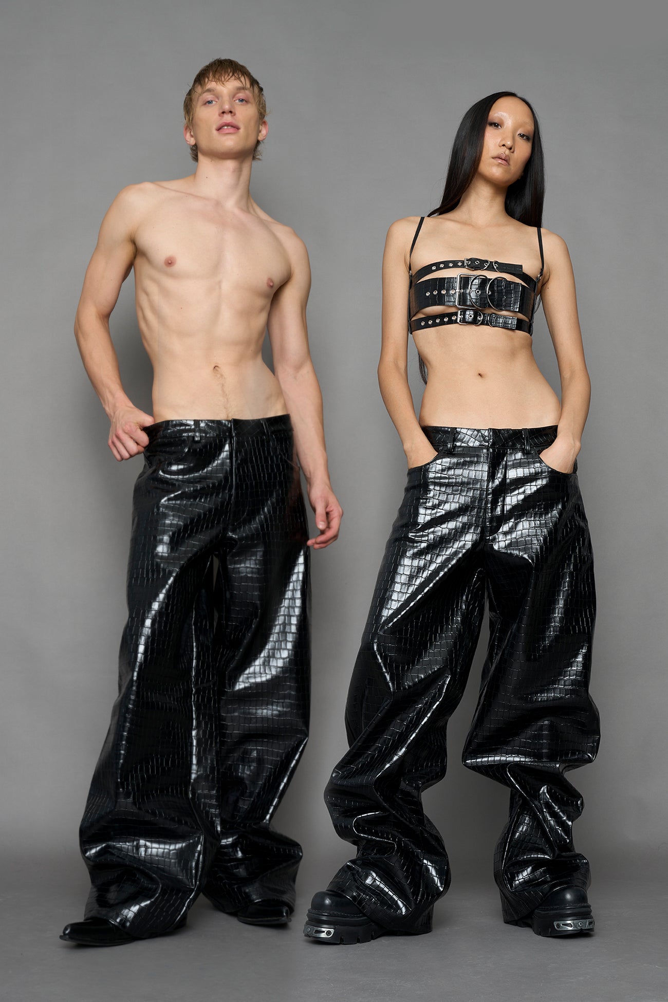 Leather Baggy Suiting Pants — view 1