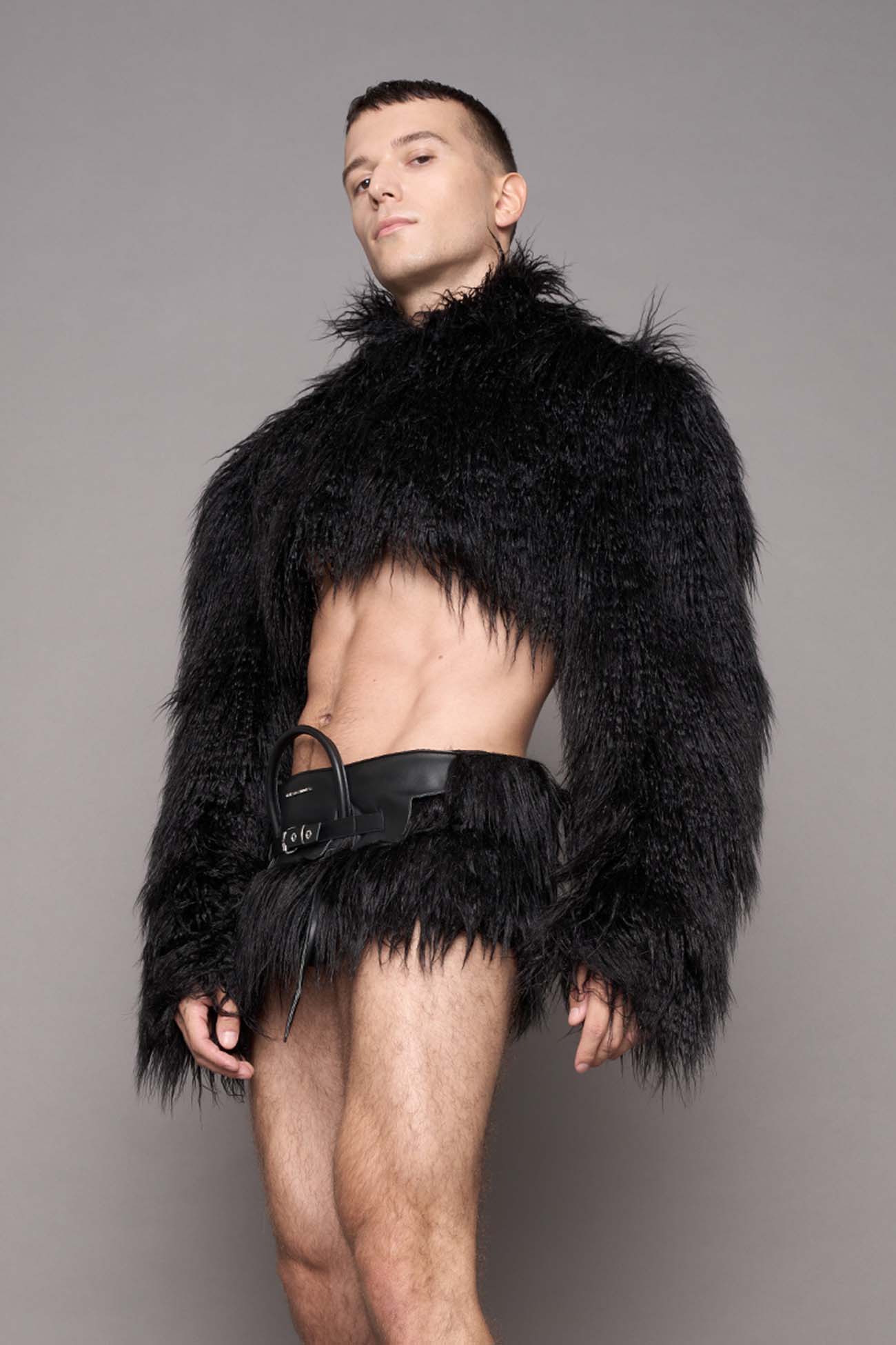 Heiress Handbag Faux Fur Mini Skirt Black — view 6