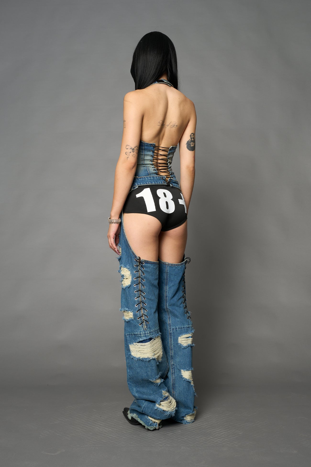 Denim Shredded Chaps — view 4