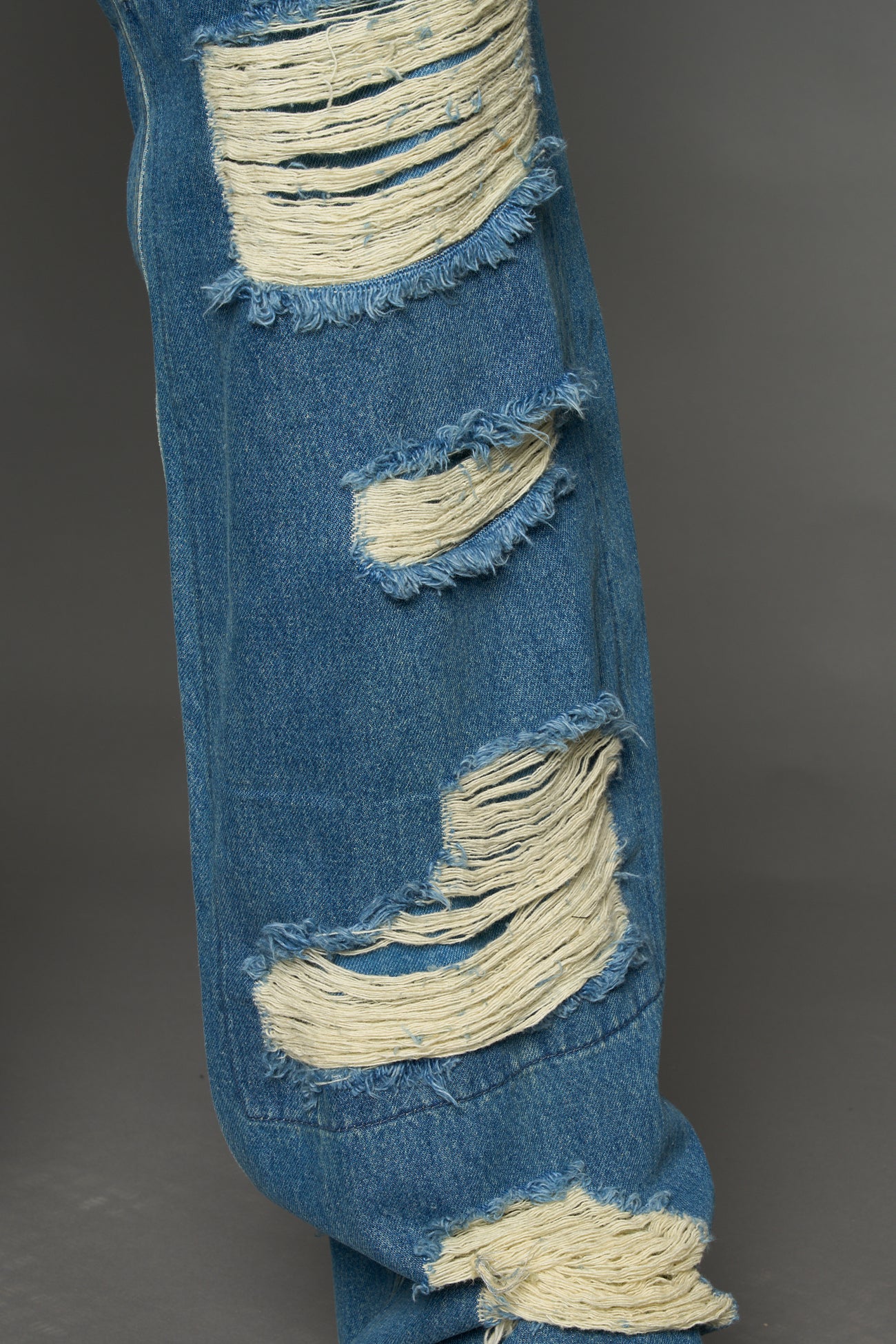 Denim Shredded Chaps detail