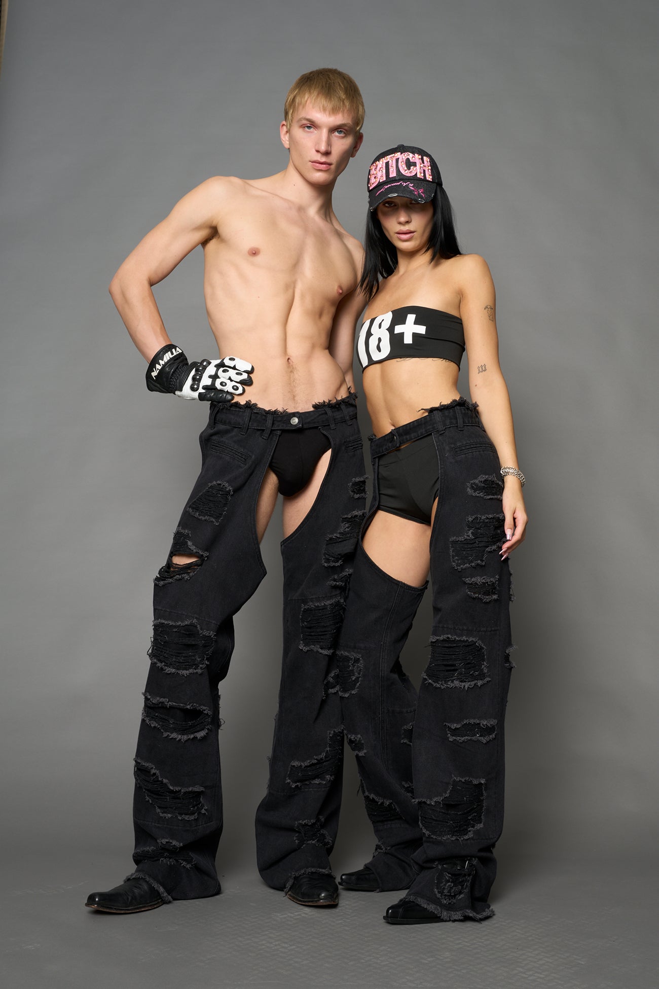 Denim Shredded Chaps — view 1