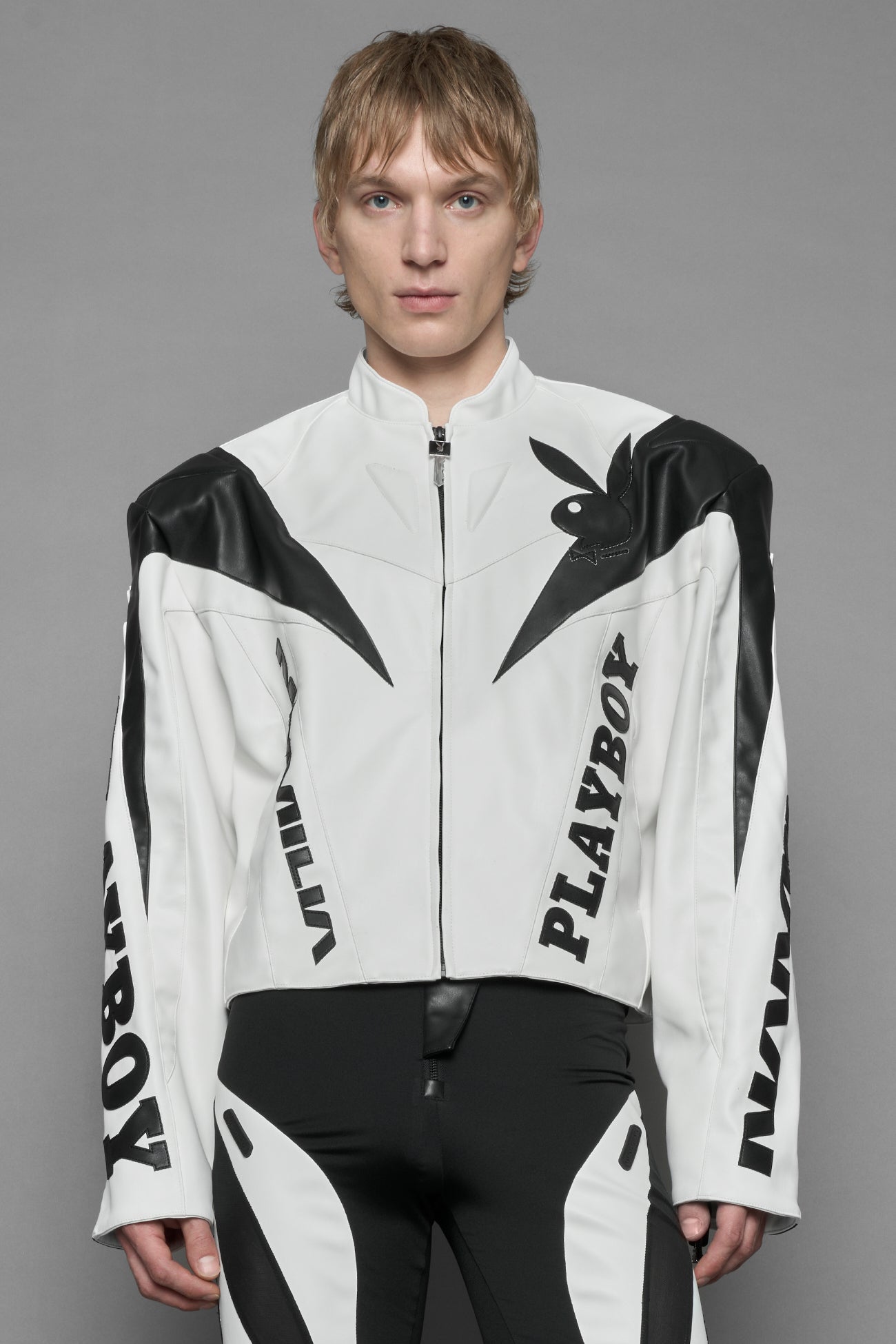 Playboy Moto Jacket White Black — view 10