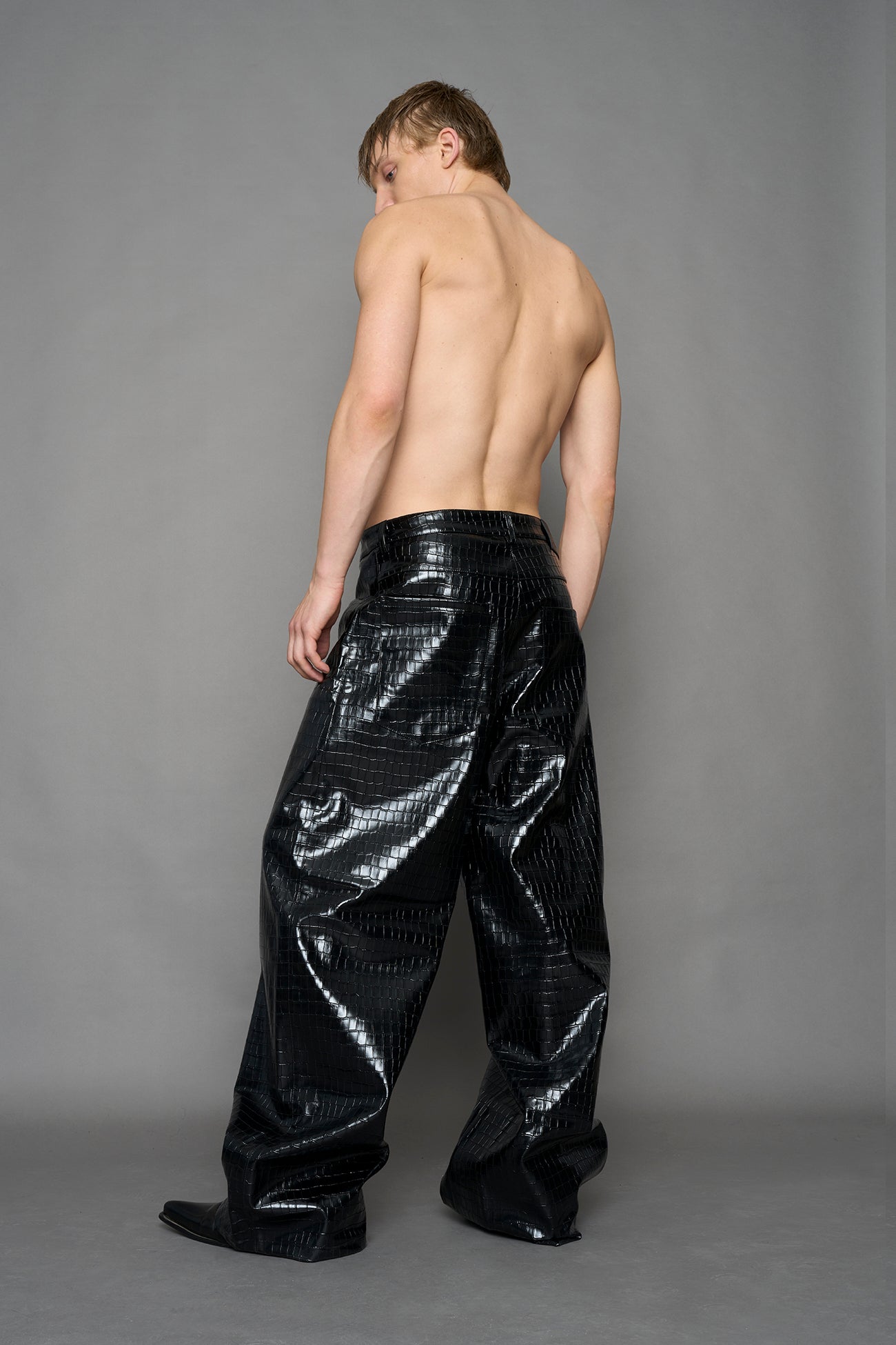 Leather Baggy Suiting Pants — view 7