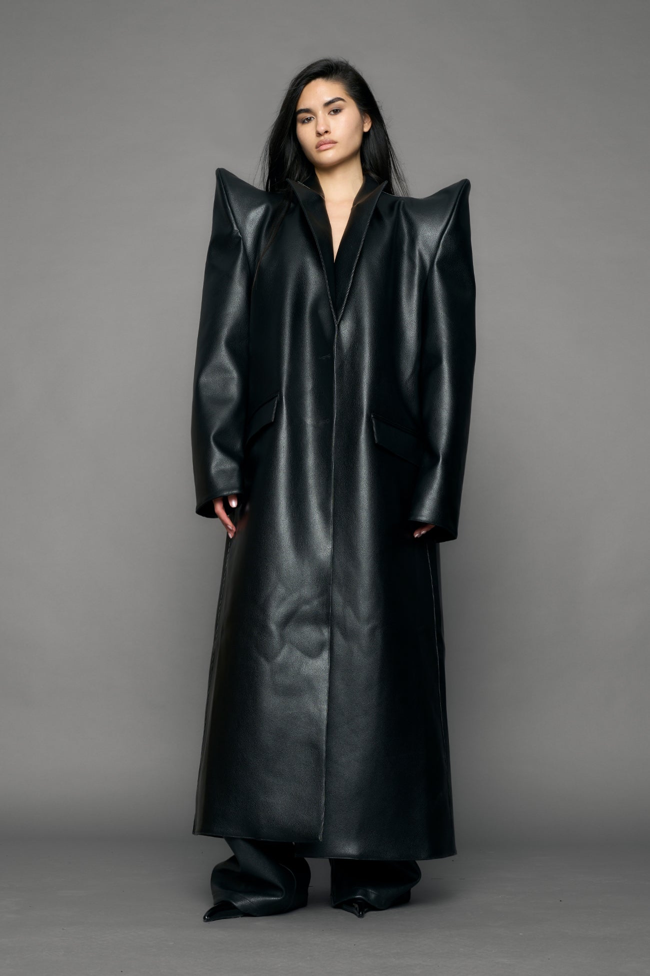 Doomsday Elongated Leather Coat — view 4