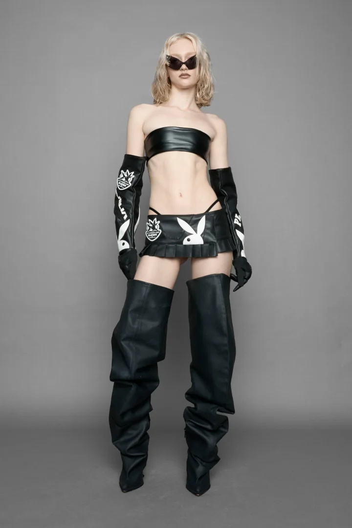 Playboy Moto Mini Skirt Black