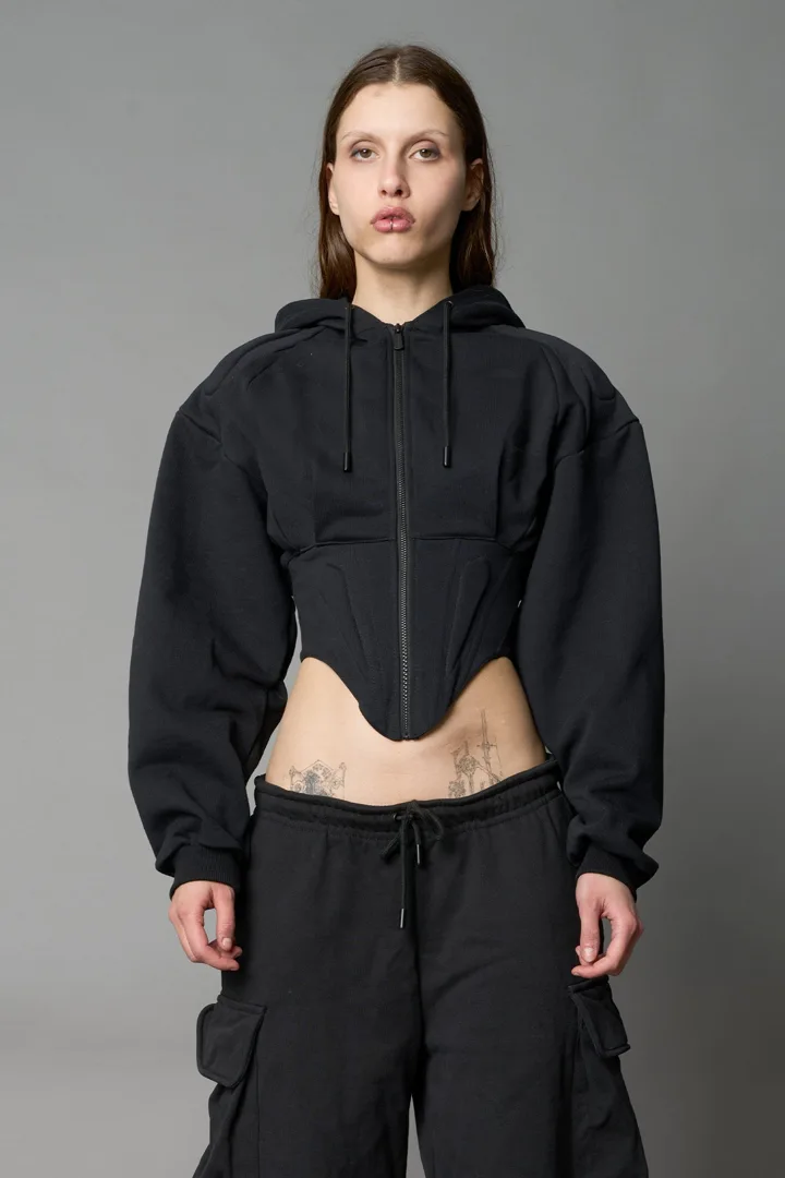 Sweat Corset Zip Hoodie