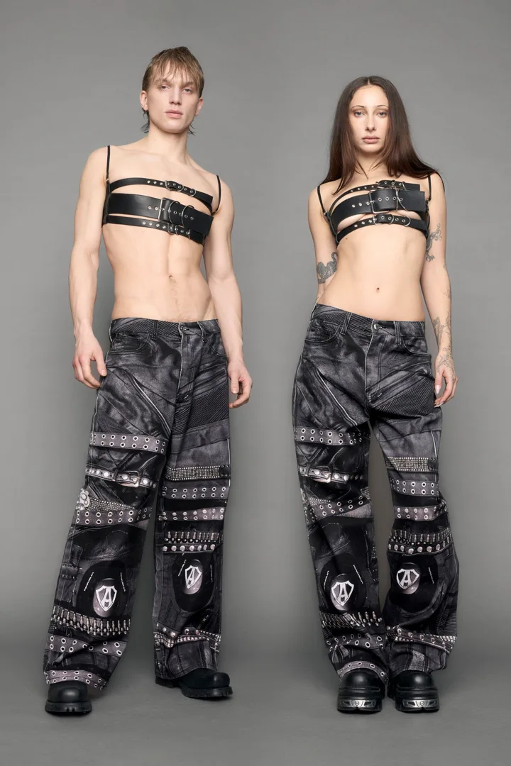 Printed Moto Baggy Pants