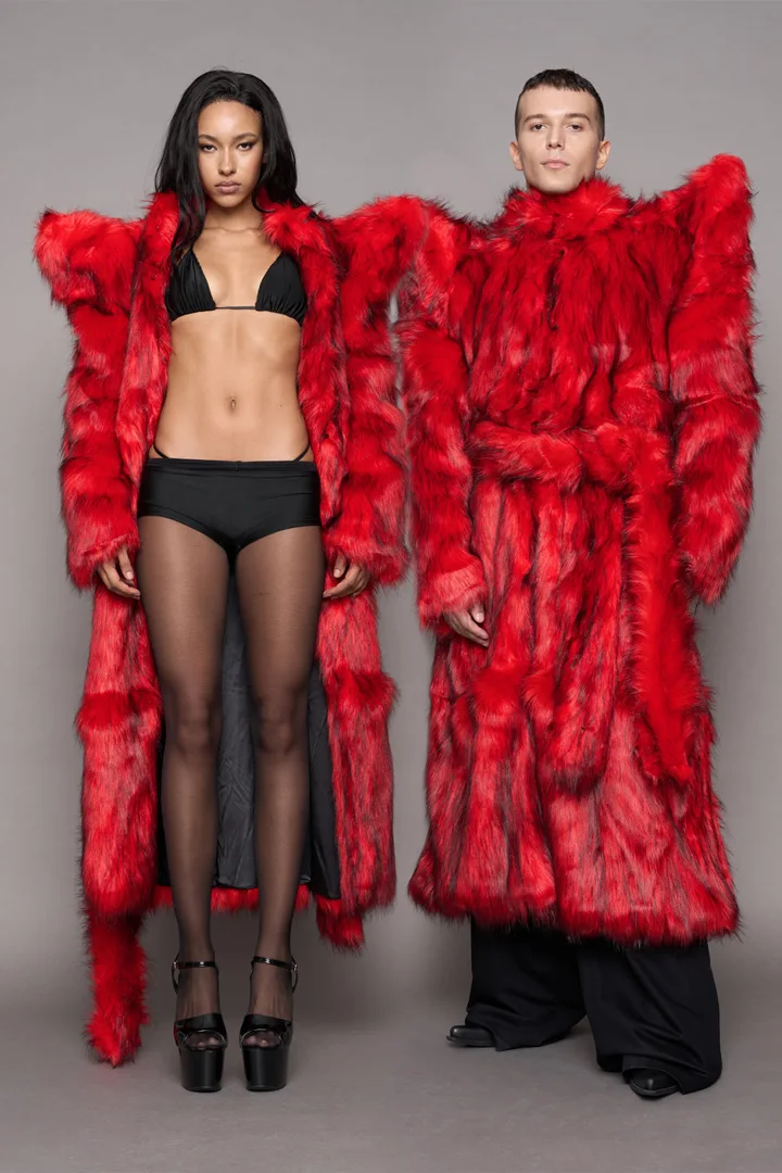 Doomsday Faux Fur Coat Red