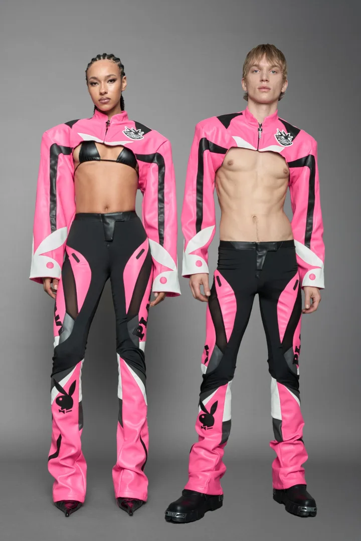 Playboy Moto Bolero Jacket Pink Black