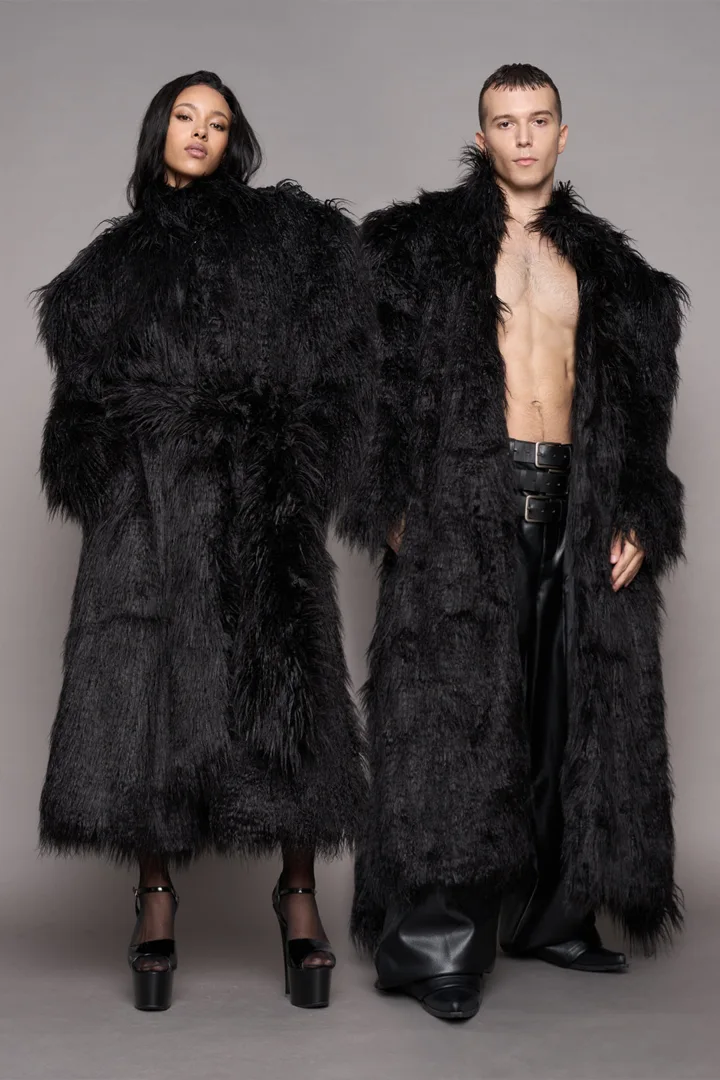 Midnight Faux Fur Coat Black