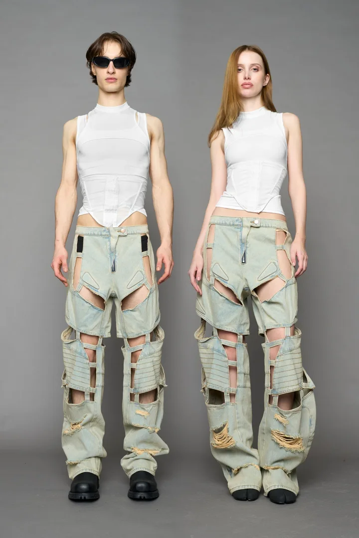 Moto Denim Floating Pants