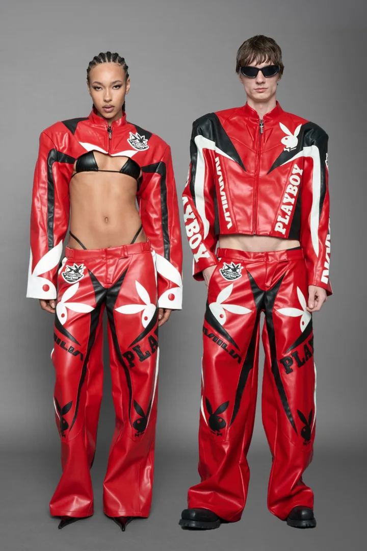 Playboy Moto Pants Red Black